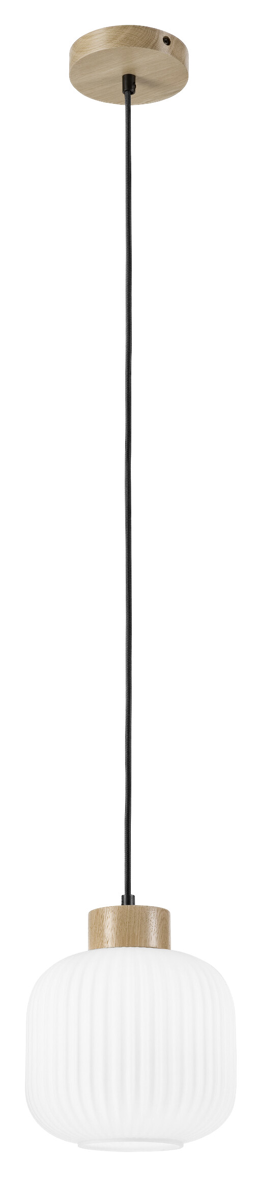 Lamkur Hängeleuchte Harmony weiß Eiche Glas Holz B/H/L: ca. 20x105x20 cm 1.0 Brennstellen