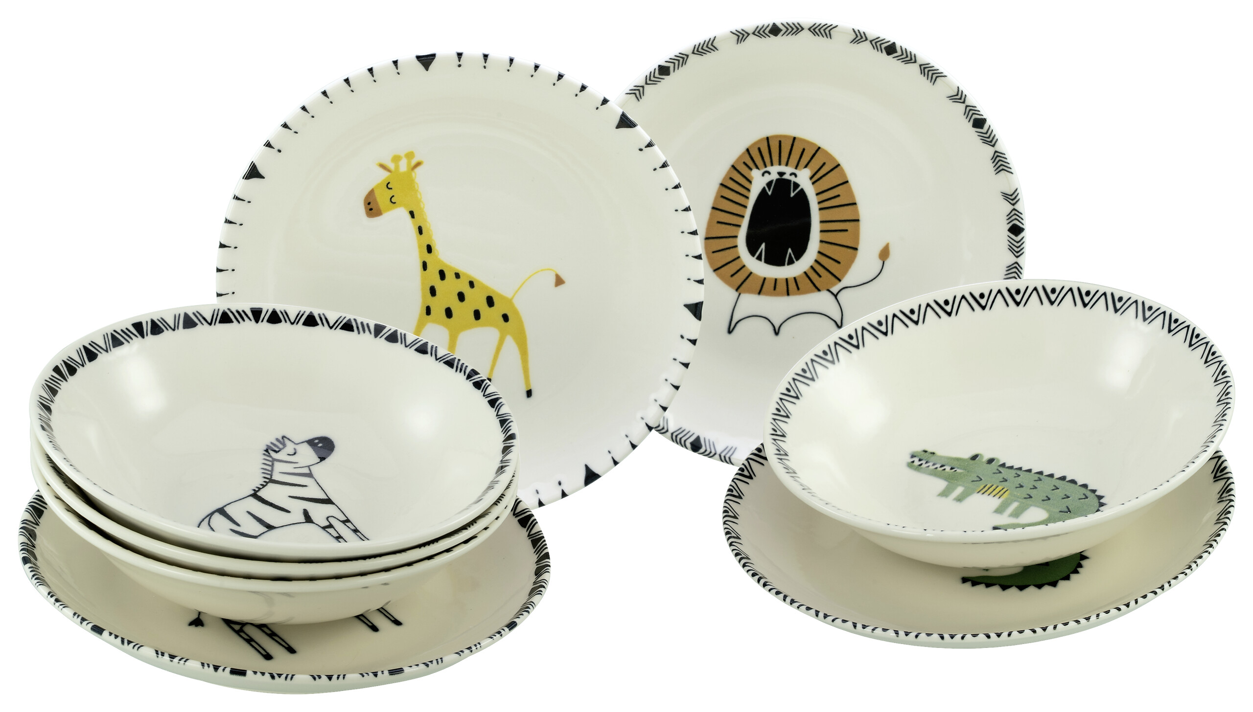 CreaTable Tellerset Safari mehrfarbig Steinzeug D: ca. 21 cm
