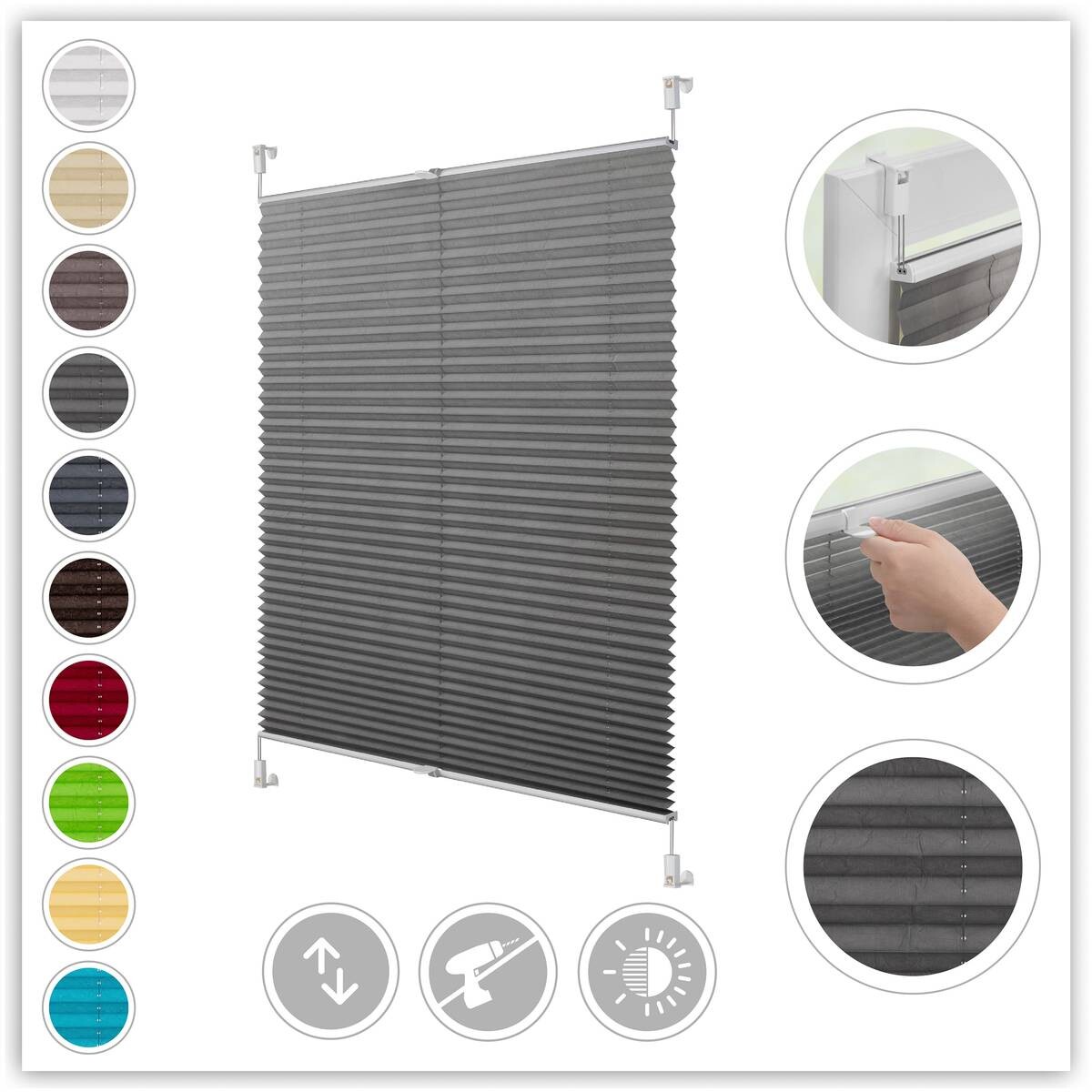 LICHTBLICK Spannplissee hellgrau B/L: ca. 95x130 cm