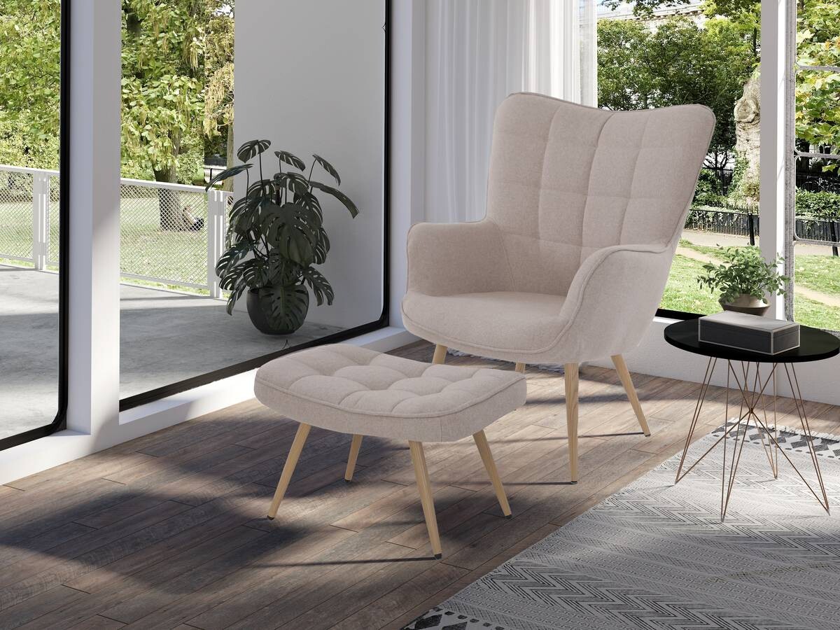 byLIVING Hocker UTA sand natur Webstoff Metall B/H/T: ca. 60x39x41 cm