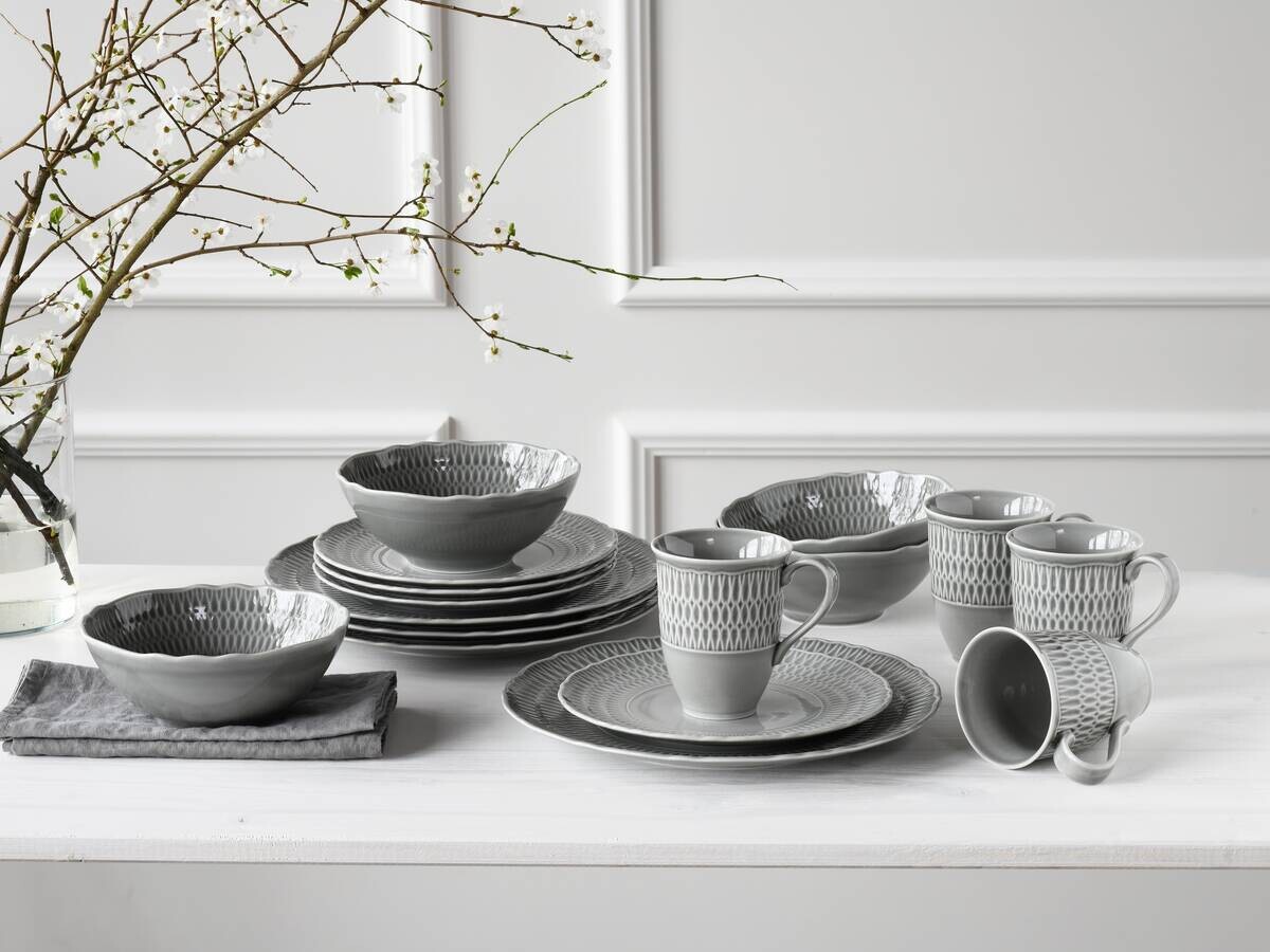 CreaTable Kombiservice Sofia grau Porzellan 16 tlg.