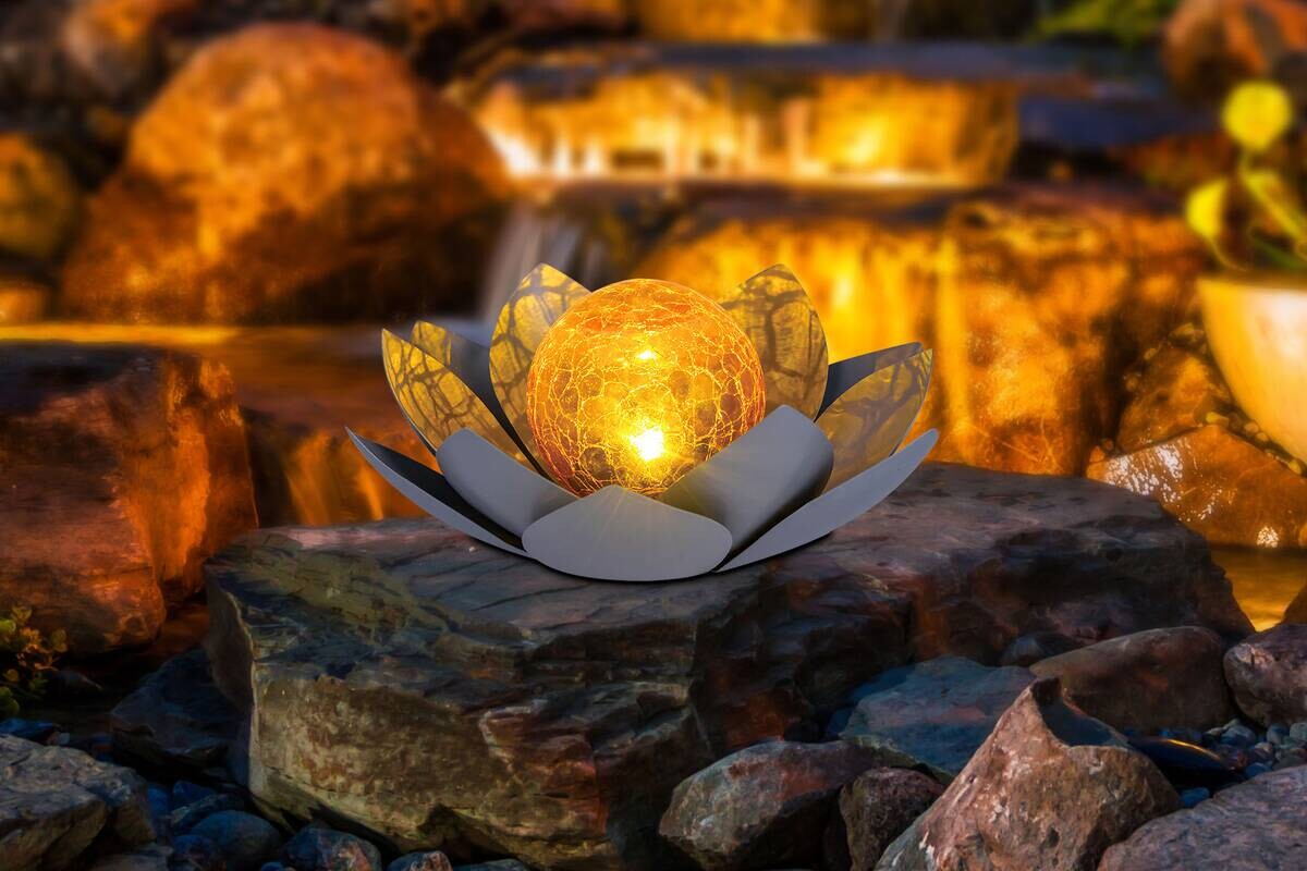 Solarleuchte orange grau B/H: ca. 25x9 cm