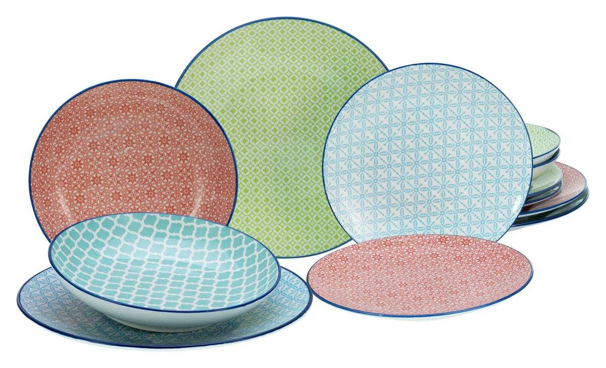 CreaTable Tafelservice Mediterran multicolor Steinzeug 12 tlg.