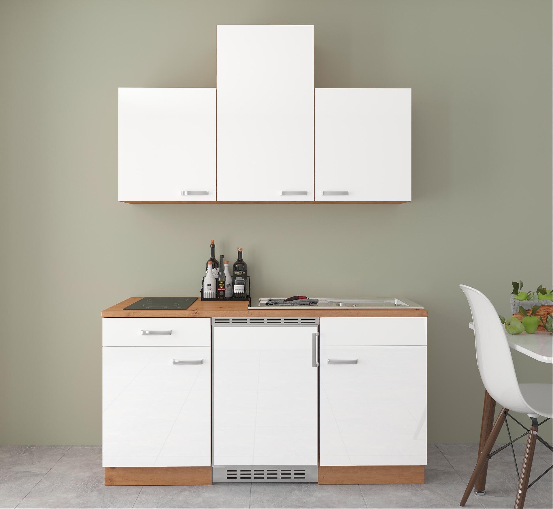 Singleküche Benno weiß Hochglanz B/H/T: ca. 150x230x60 cm Singleküche Benno weiß Hochglanz B/H/T: ca. 150x230x60 cm