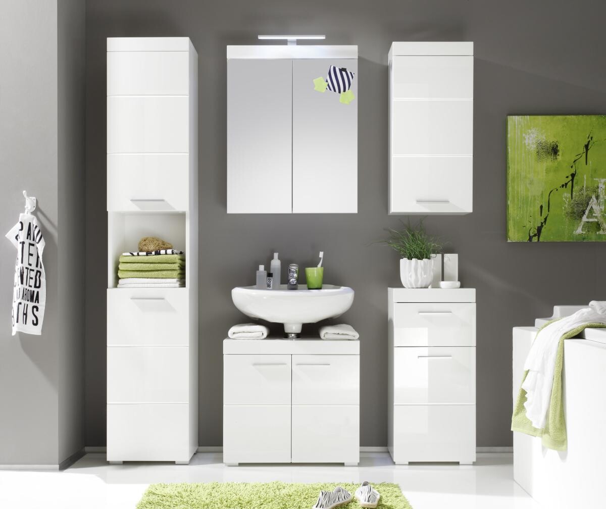 Badhängeschrank Amanda weiß weiß Hochglanz B/H/T: ca. 37x77x23 cm
