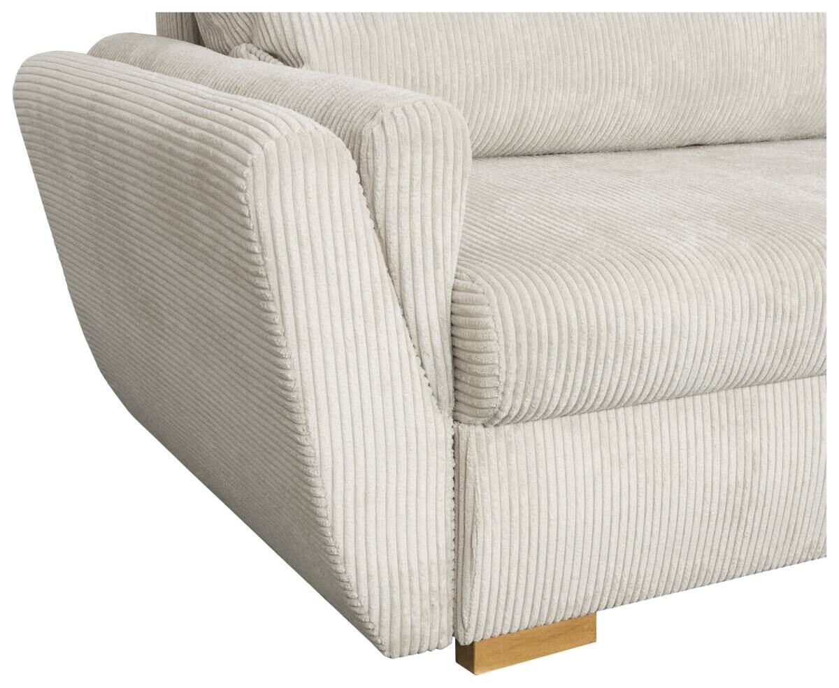 Ecksofa mit Bettfunktion und Bettkasten beige Velourstoff B/H/T: ca. 229x86x167 cm