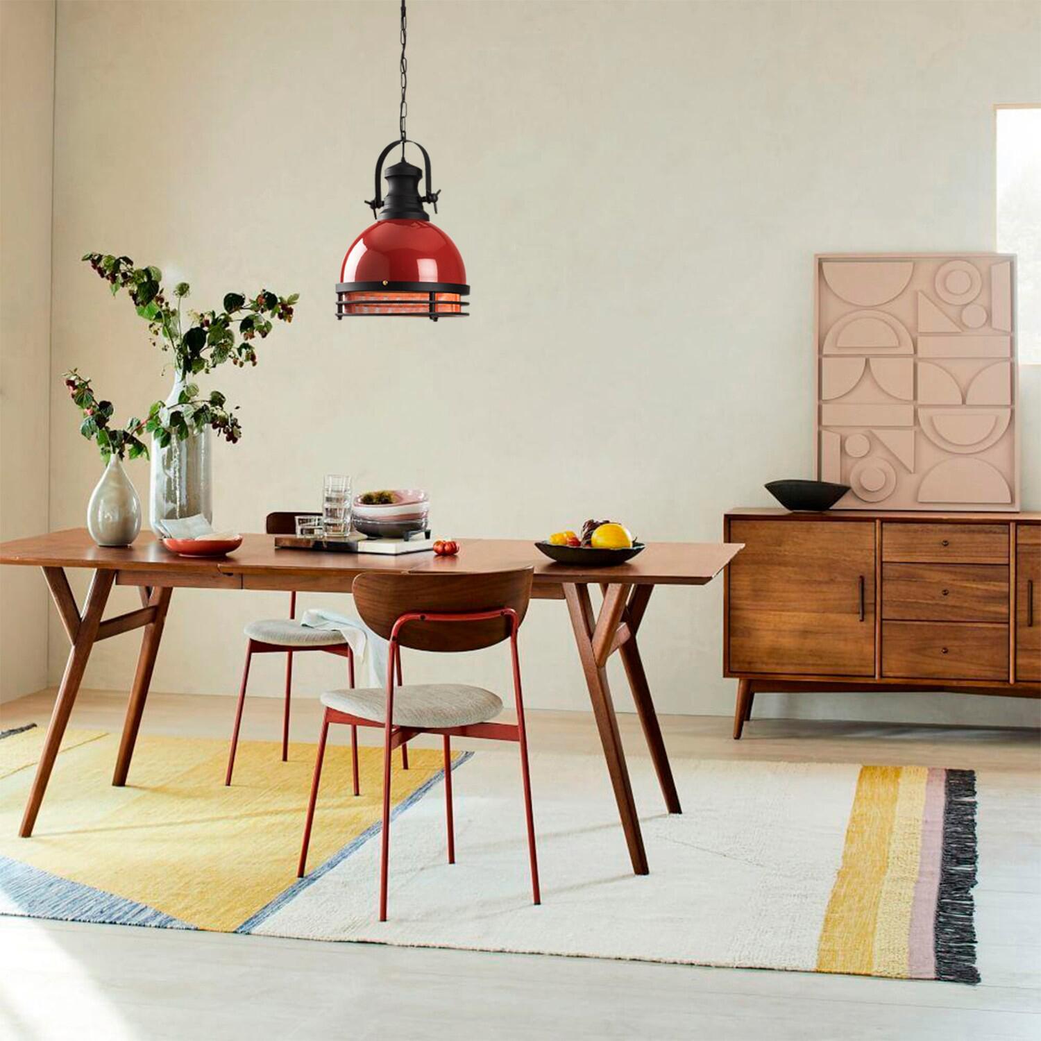 Opviq Pendelleuchte Saglam-3762 rot schwarz B/H/T/L/D: ca. 32x144x32x32x32 cm E27 1 Brennstellen