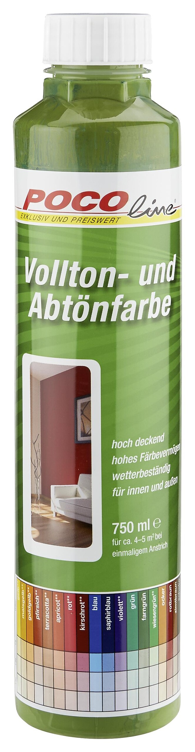 POCOline Vollton- und Abtönfarbe farngrün ca. 0,75 l