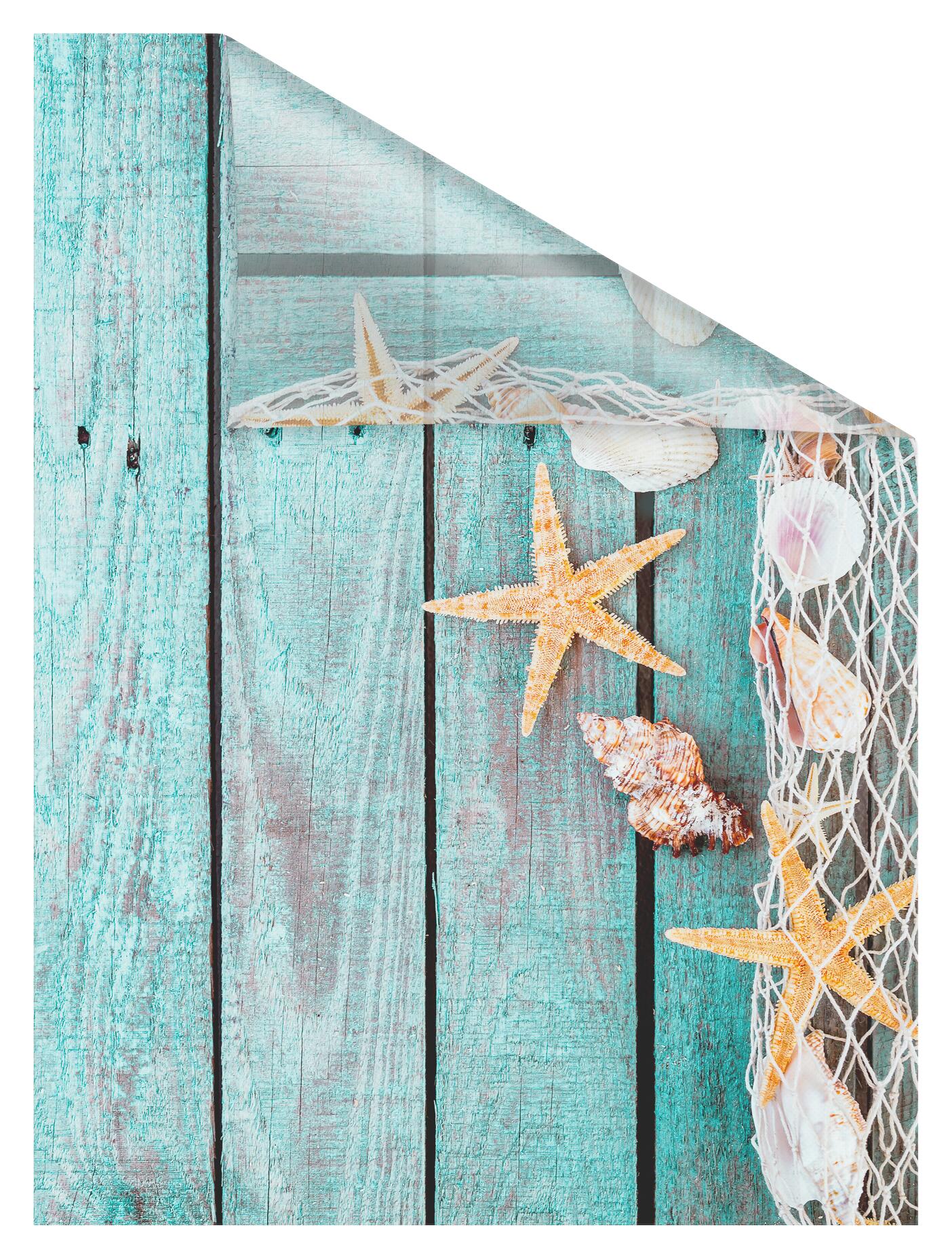 LICHTBLICK Fensterfolie Beach Meer Beach petrol B/L: ca. 50x50 cm