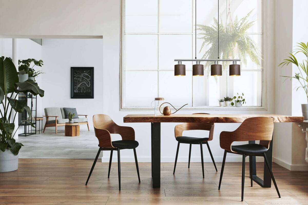 Näve Leuchten Pendelleuchte 7092014 braun Textil Metall B/H/T: ca. 12x140x72,4 cm E14 4 Brennstellen