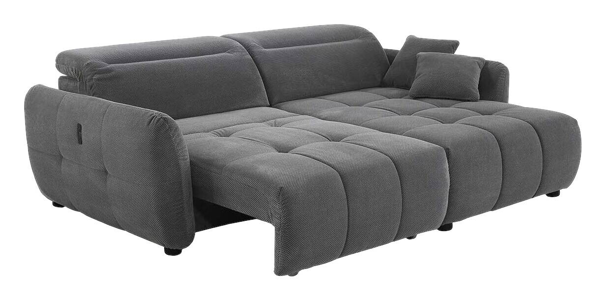 Ecksofa mit elektrischer XXL Sitztiefenverstellung grau Kord B/H/T: ca. 260x106x191 cm