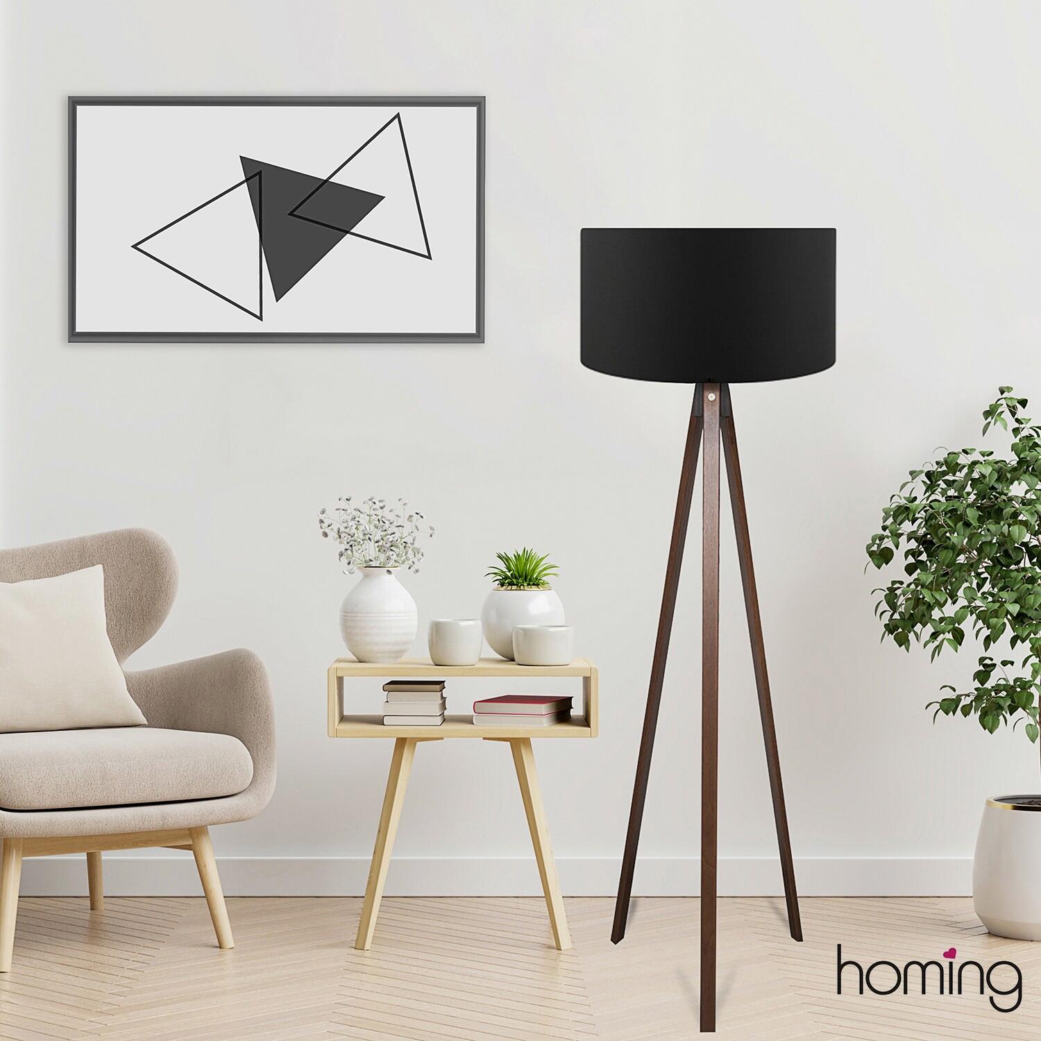 Opviq Stehleuchte schwarz MDF PVC B/H/T/L/D: ca. 38x140x38x38x38 cm E27 1 Brennstellen