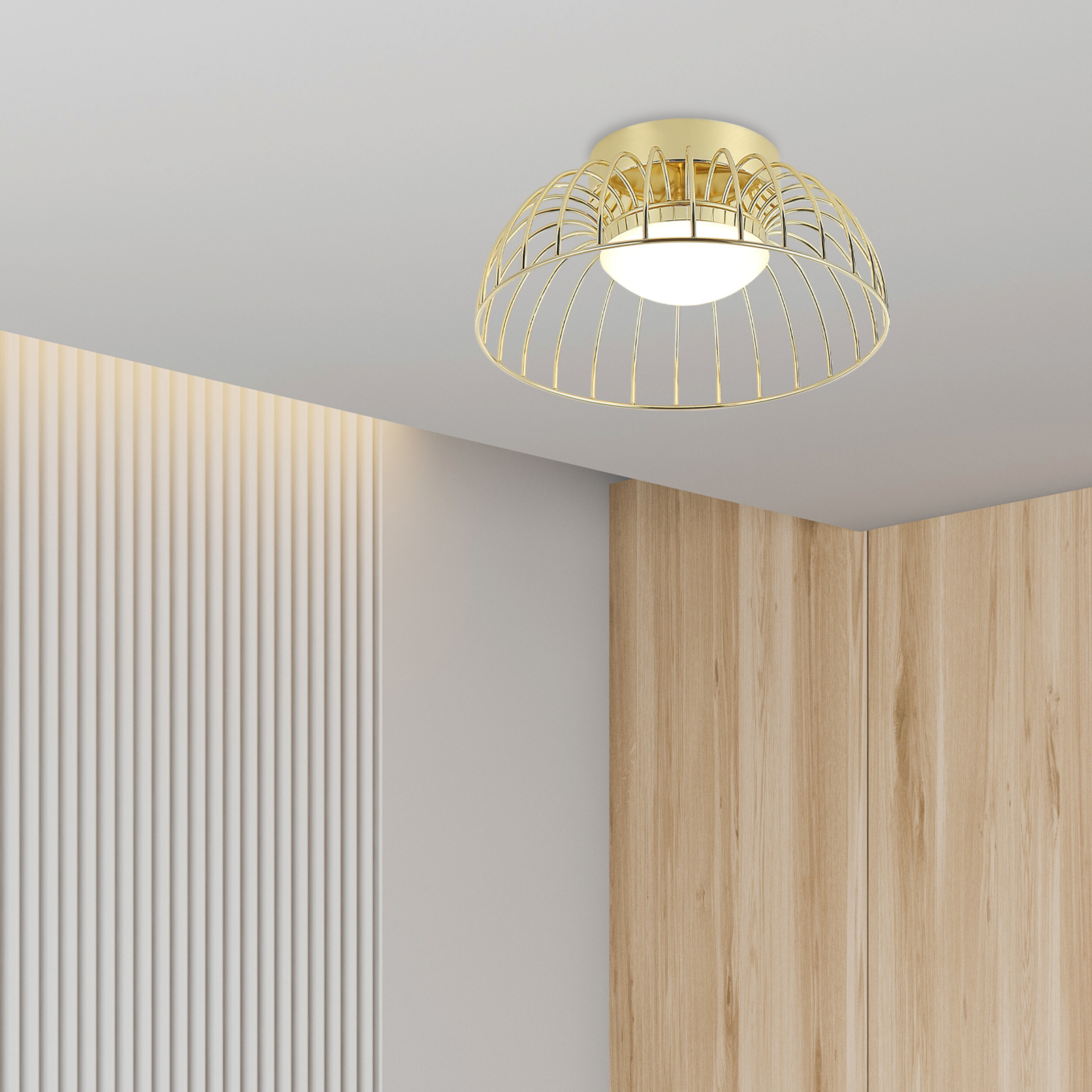 Lamkur Deckenleuchte gold Stahl B/H/L: ca. 27x27x17 cm