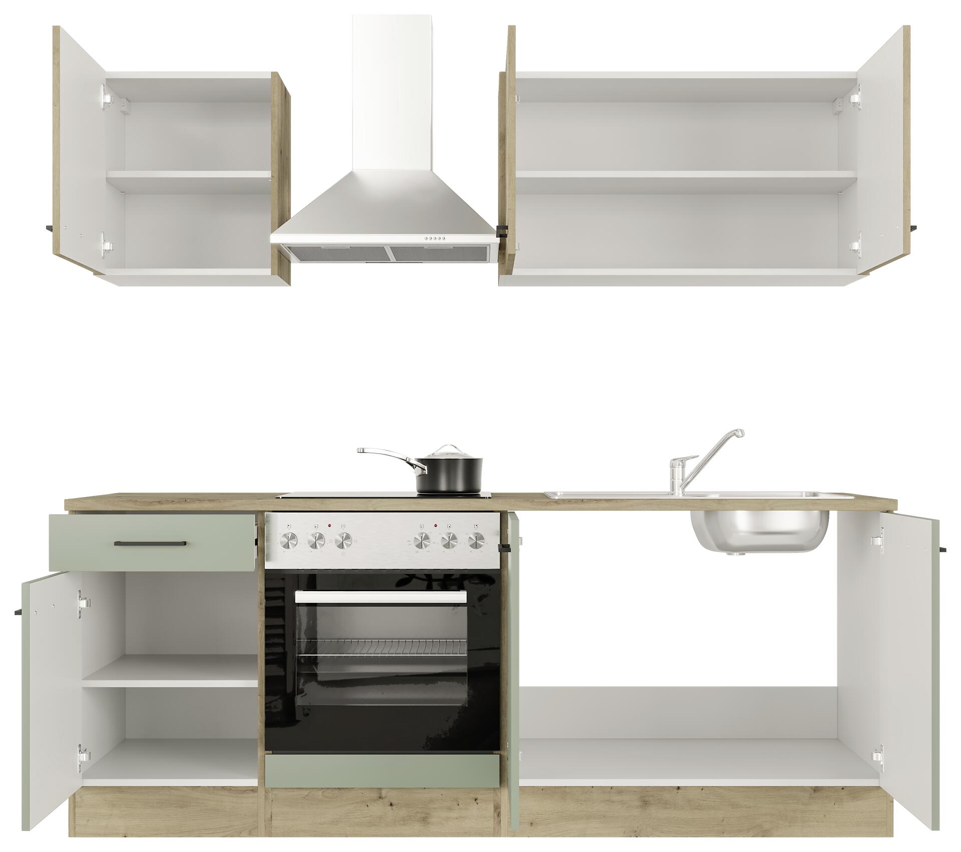 Küchenblock Cara grün matt B/H/T: ca. 210x200x60 cm