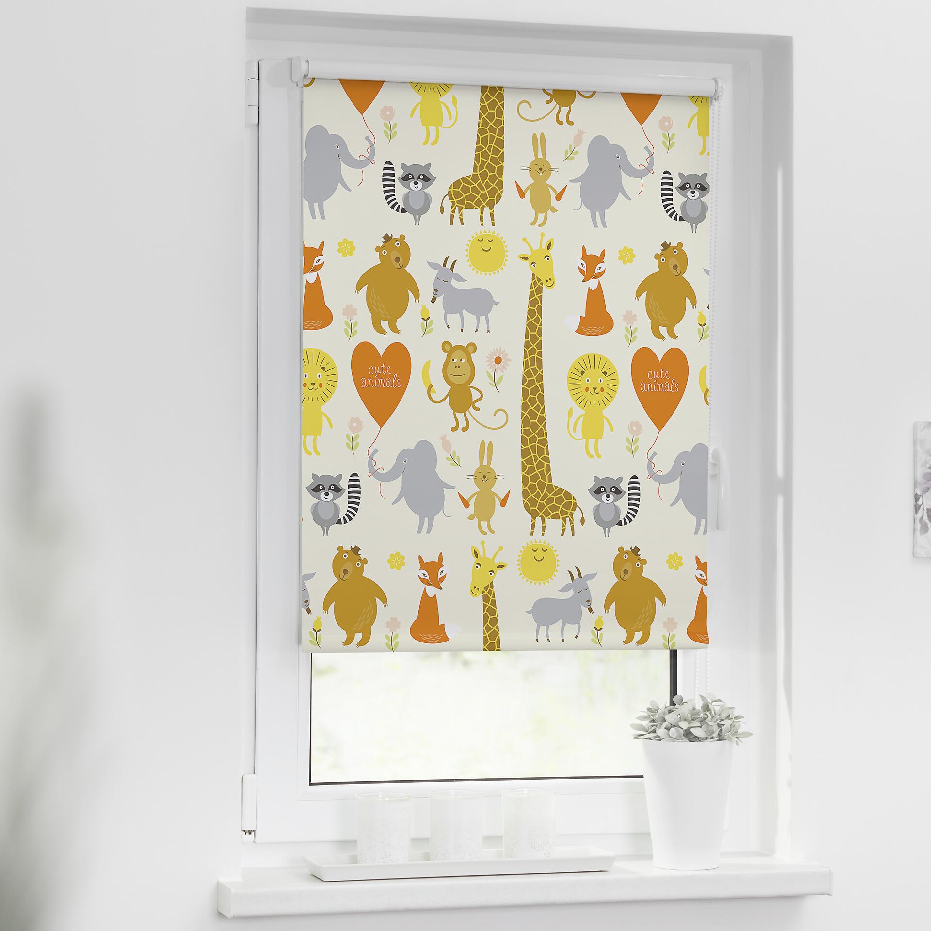 LICHTBLICK Verdunkelungsrollo Cute Animals gelb B/L: ca. 80x150 cm