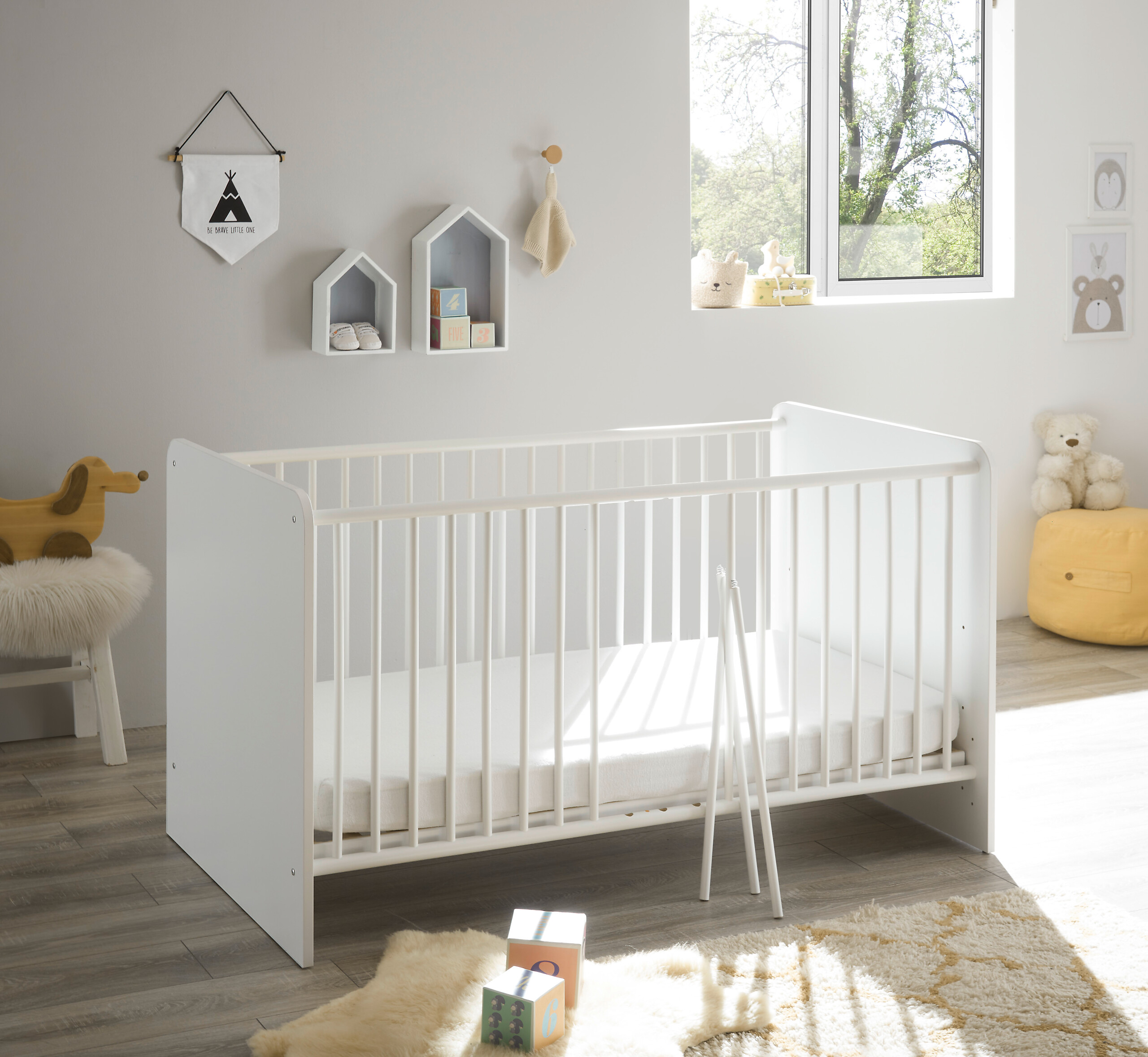 Babybett Alex weiß Graphit Liegefläche B/L: ca. 70x140 cm