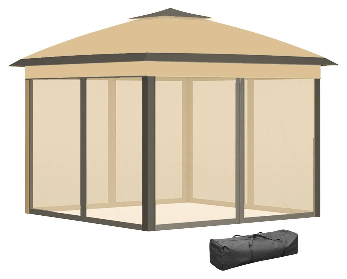 Outsunny Pavillon beige Metall B/H/L: ca. 330x288x330 cm