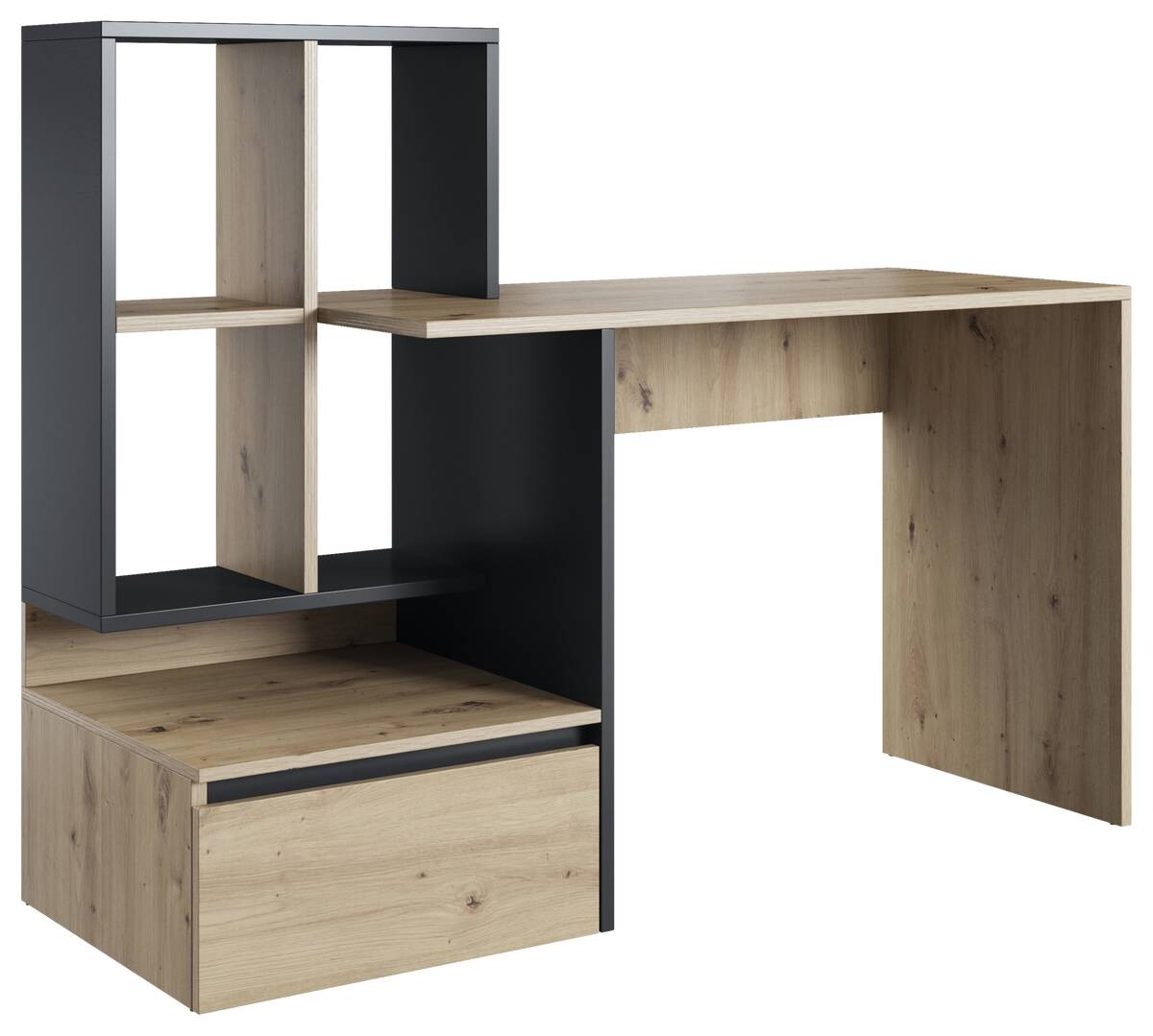 Schreibtisch SCHREIBTISH PACO 2 Eiche Artisan Nachbildung anthrazit B/H/T: ca. 145x112x52 cm