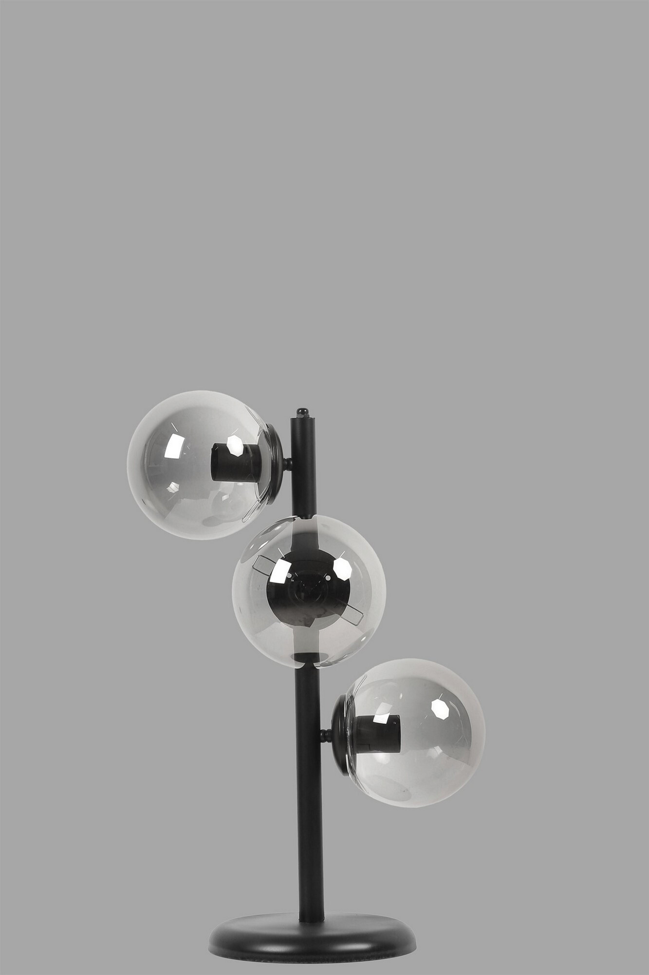 Opviq Tischleuchte schwarz Metall Glas B/H/L: ca. 20x55x20 cm E27 3 Brennstellen