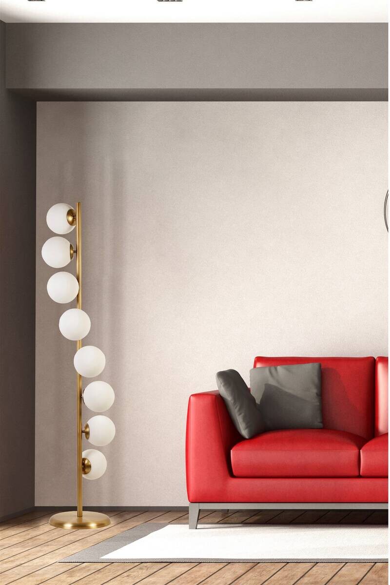 Opviq Stehleuchte weiß Metall Glas B/H/L: ca. 30x155x30 cm E27 8 Brennstellen