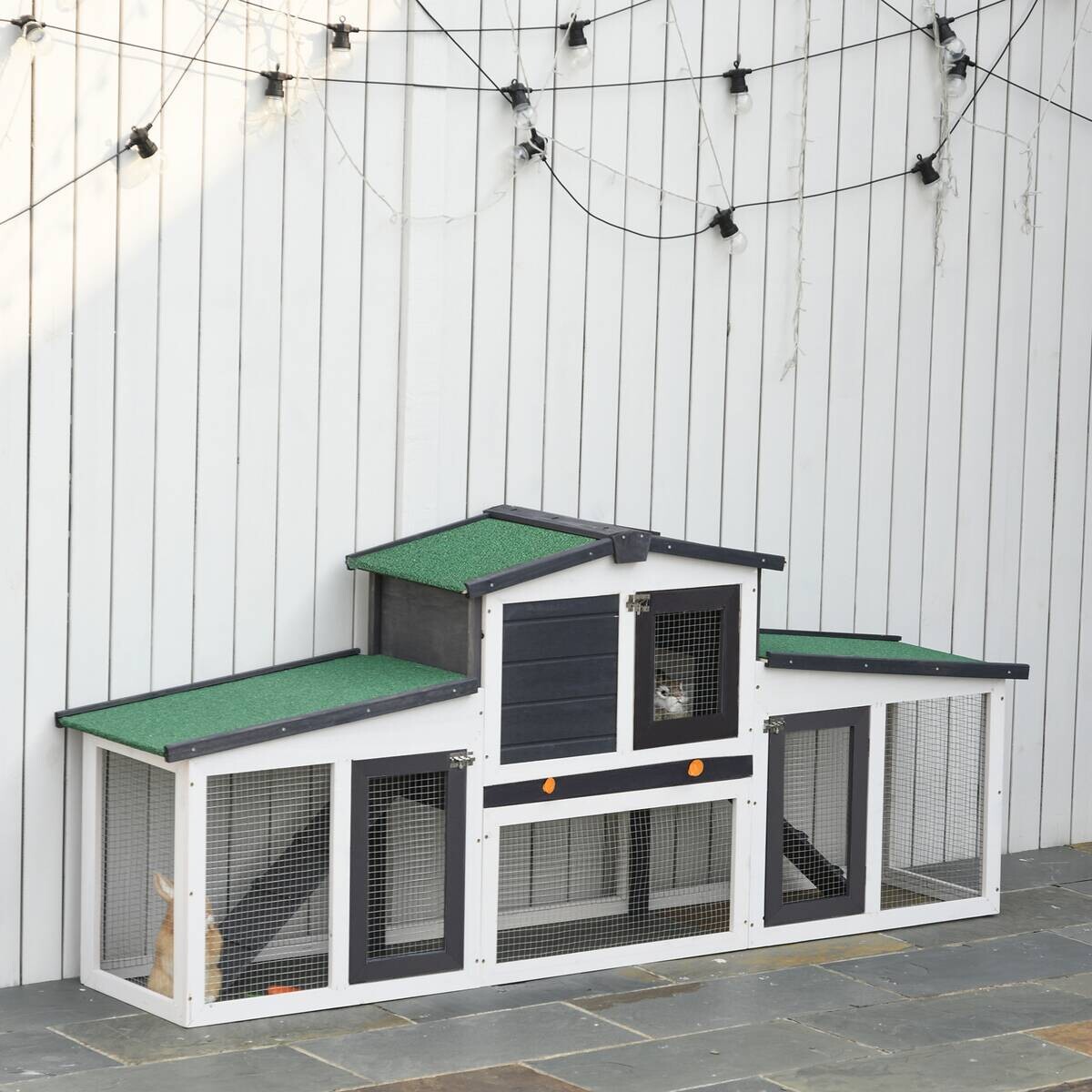 PawHut Kleintierstall weiß Holz B/H/L: ca. 45x80x204 cm