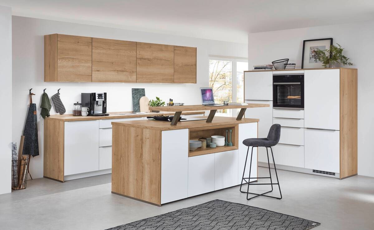 nobilia Inselküche Easytouch rostrot Lacklaminat B/L: ca. 304x190 cm