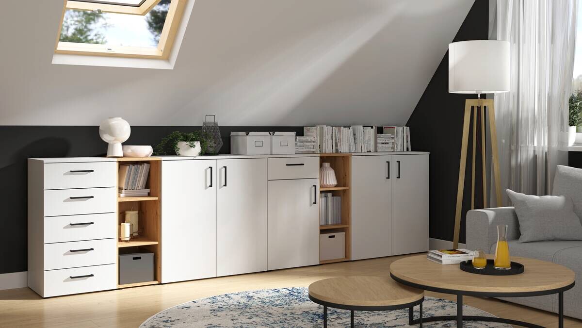 Kommode Multi-Stauraum Typ 31 Eiche Artisan Nachbildung B/H/T: ca. 80x115x40 cm