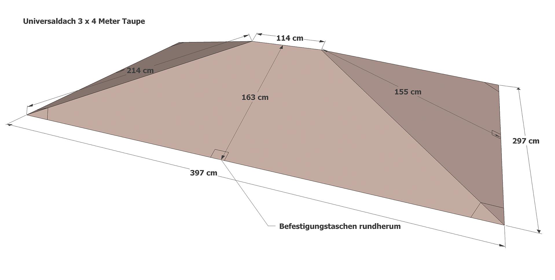 Grasekamp Ersatzdach für Pavillon Antik taupe Polyester-Mischgewebe B/L: ca. 297x397 cm