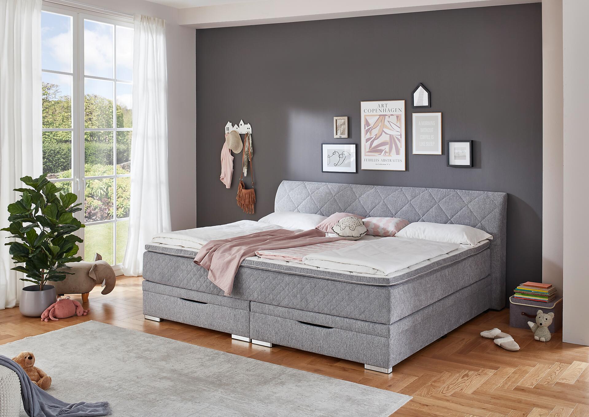 Familienboxbett Korfu silber Liegefläche B/L: ca. 240x200 cm