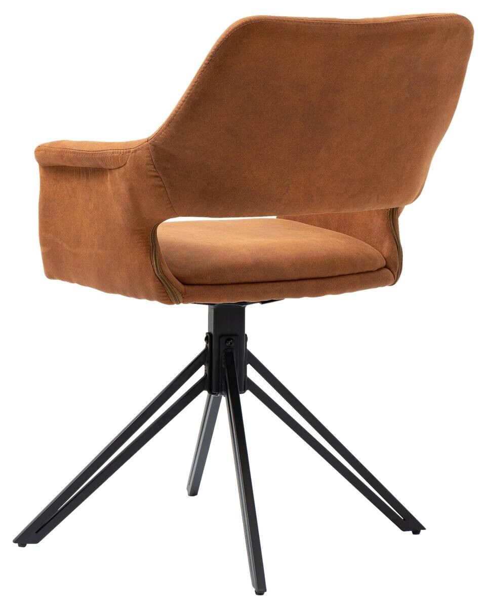 Stuhl ESTELLE 2er-Set braun Vintage schwarz Stoff Metall B/H/T: ca. 57x84x61 cm