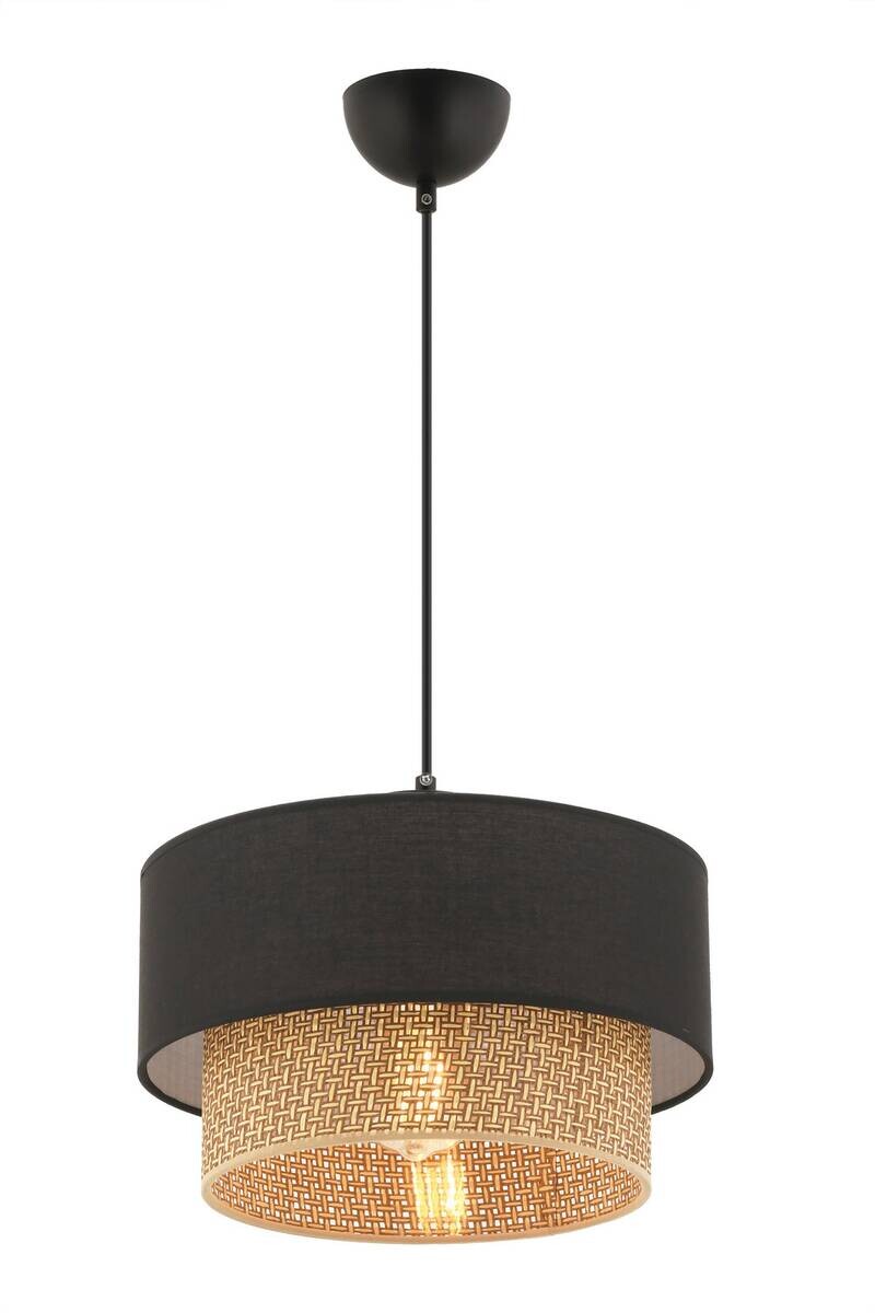Opviq Pendelleuchte Echo beige schwarz Baumwolle B/H/T/L/D: ca. 30x65x30x30x30 cm E27 1 Brennstellen