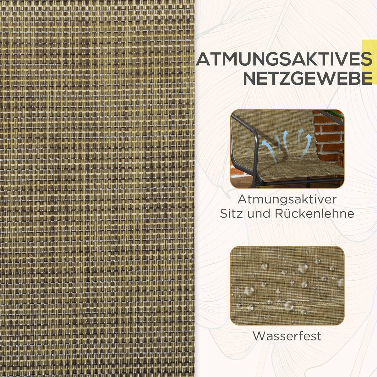 Outsunny Gartenstuhl 2er-Set braun Mesh B/H/L: ca. 66,5x88x54 cm