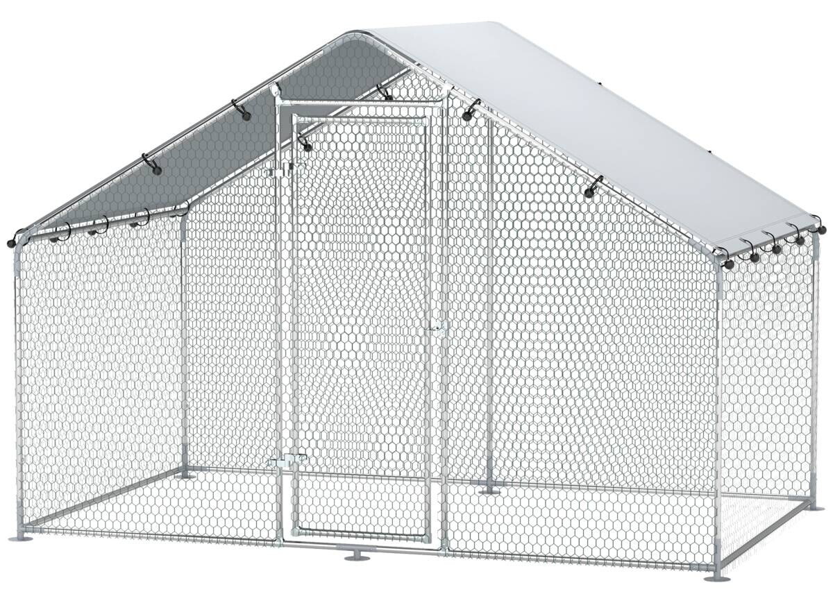 PawHut Freilaufgehege silber Stahl B/H/L: ca. 170x190x300 cm