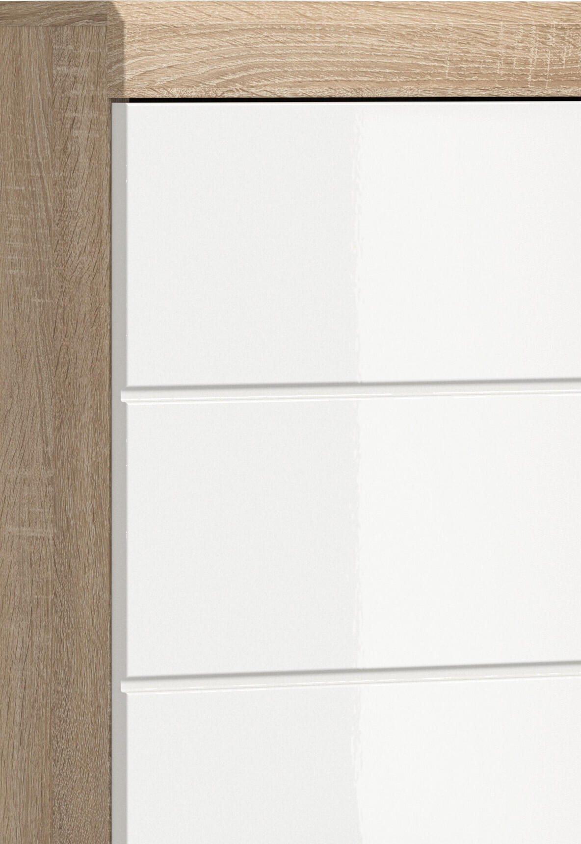 Waschmaschinenumbauschrank Lambada Eiche Sonoma Nachbildung weiß Hochglanz B/H/T: ca. 63x191x24 cm