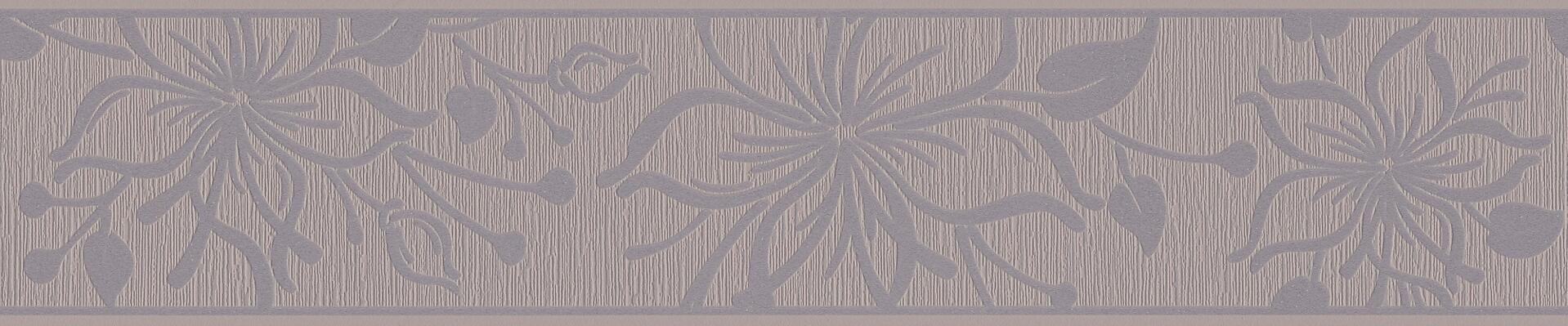 Borte Blumenranke grau B/L: ca. 13x500 cm