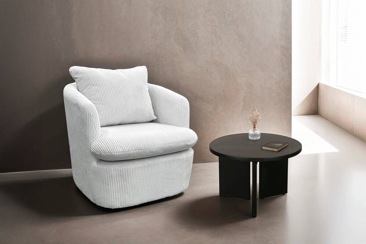 Beistelltisch ROUND schwarz lackiert Akazie H/D: ca. 41x60 cm