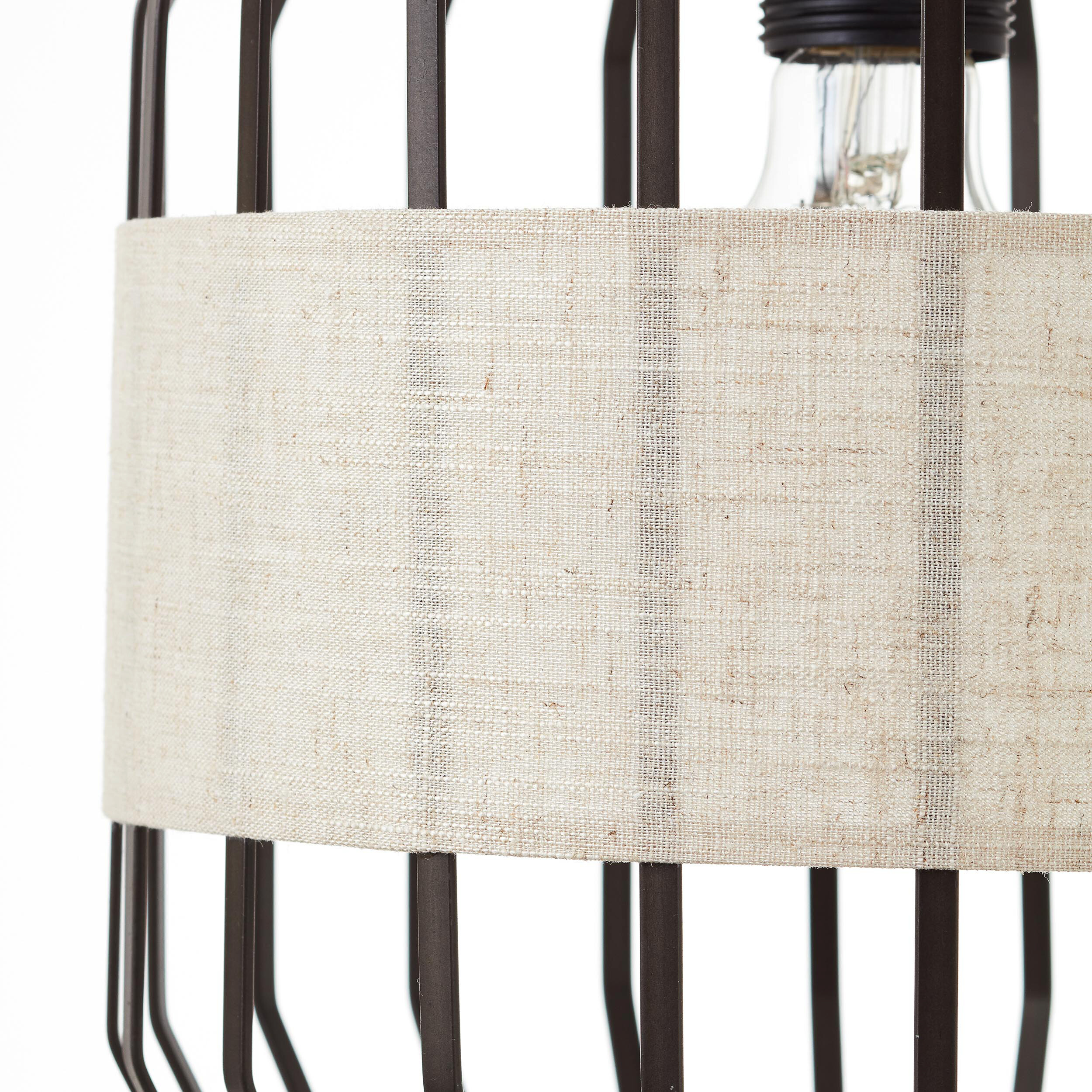 Brilliant Pendelleuchte Slope 99480/76 schwarz natur Metall Textil B/H/T: ca. 129x124x23 cm E27 4 Brennstellen