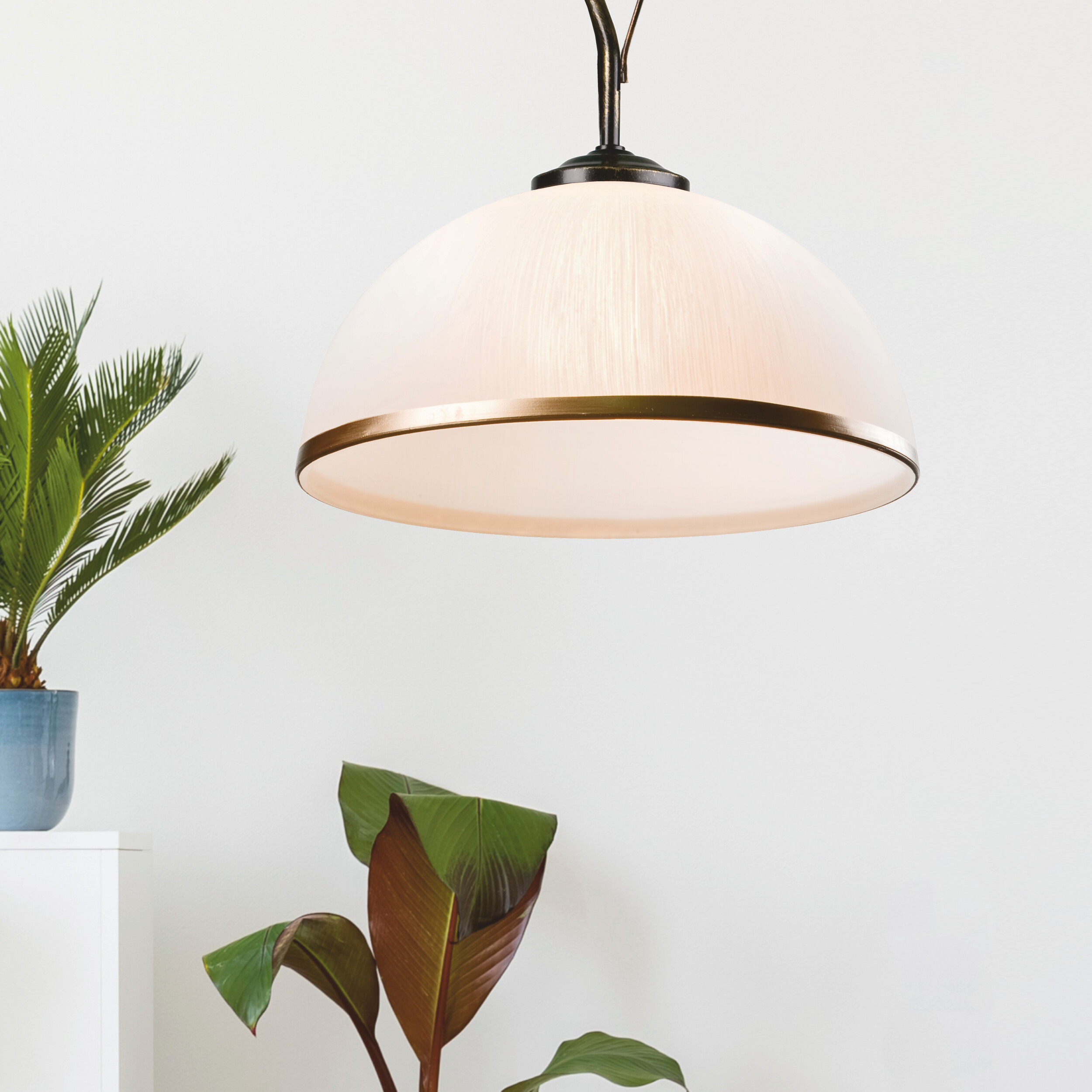 Lamkur Deckenleuchte Retro schwarz Glas Stahl B/H/L: ca. 32,5x45x32,5 cm E27 1 Brennstellen