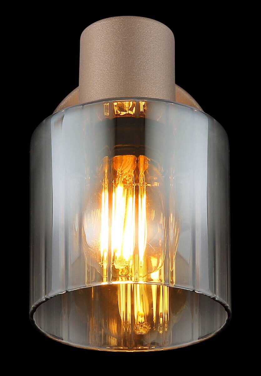 GLOBO Spot Walton 1 klar kaffee Rauch Metall Glas B/H/L: ca. 12,5x12,5x8 cm E14 1 Brennstellen