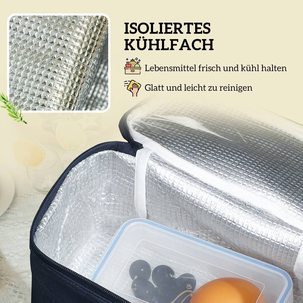 Outsunny Picknickkorb Holzoptik Keramik B/H/L: ca. 34x20x54 cm