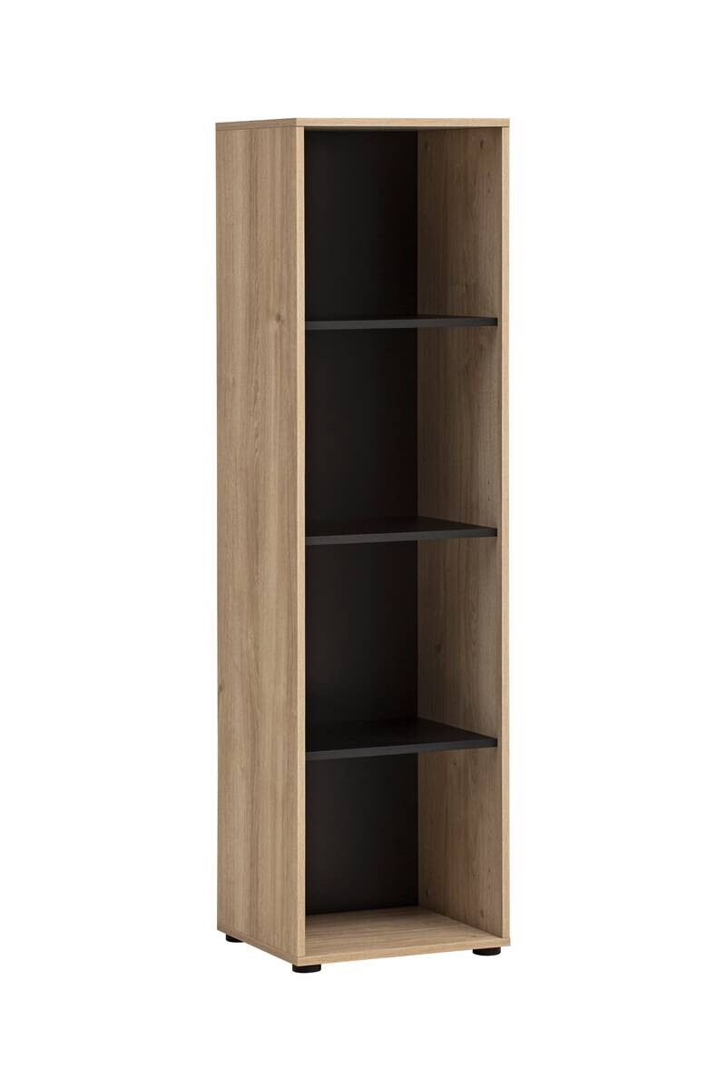 Hochschrank Emmik schwarz matt Eiche Eiche weiß Nachbildung B/H/T: ca. 44,8x163,6x41 cm