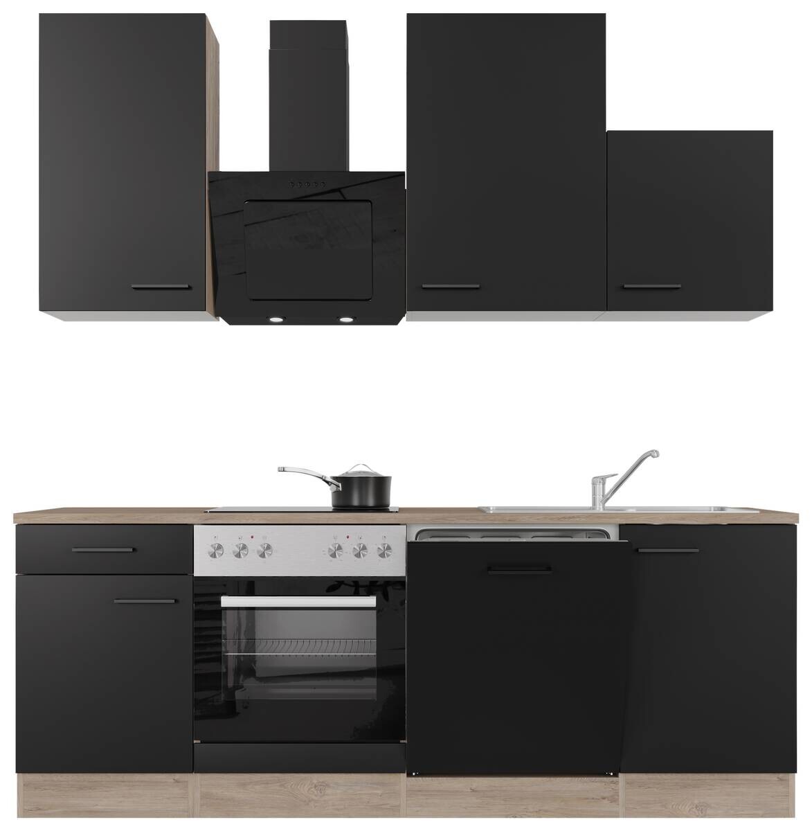 Küchenblock Capri schwarz matt B/H/T: ca. 220x234x60 cm