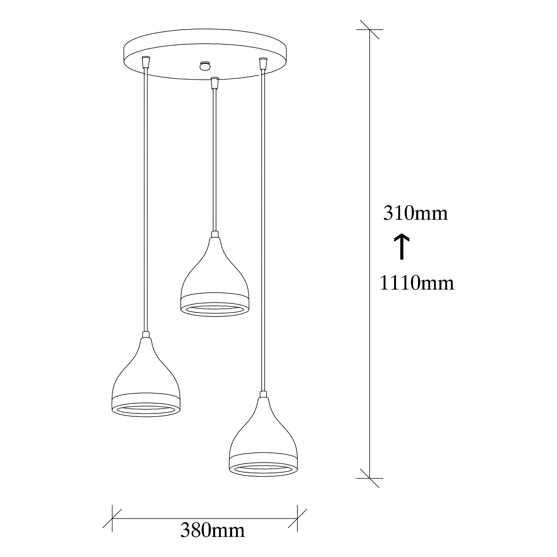 Opviq Pendelleuchte Yildo-7036 Kupfer schwarz Metall B/H/T/L/D: ca. 38x111x38x38x38 cm E27 3 Brennstellen