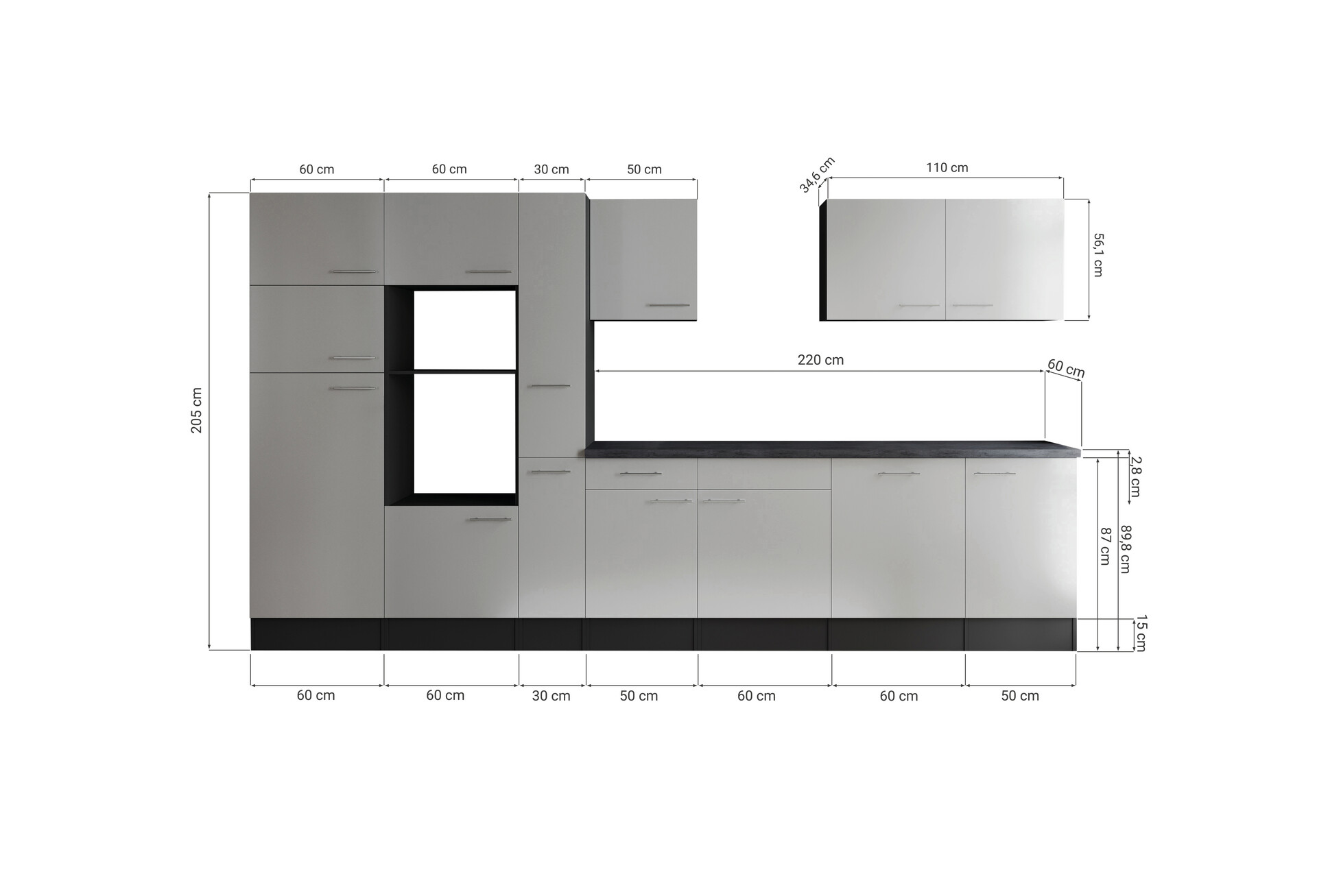 Küchenblock Oliver B/H/T: ca. 370x205x60 cm