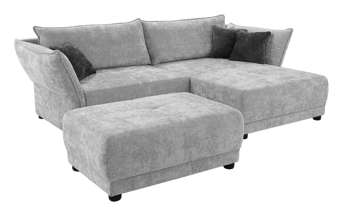 Ecksofa hellgrau Webstoff B/H/T: ca. 279x89x187 cm