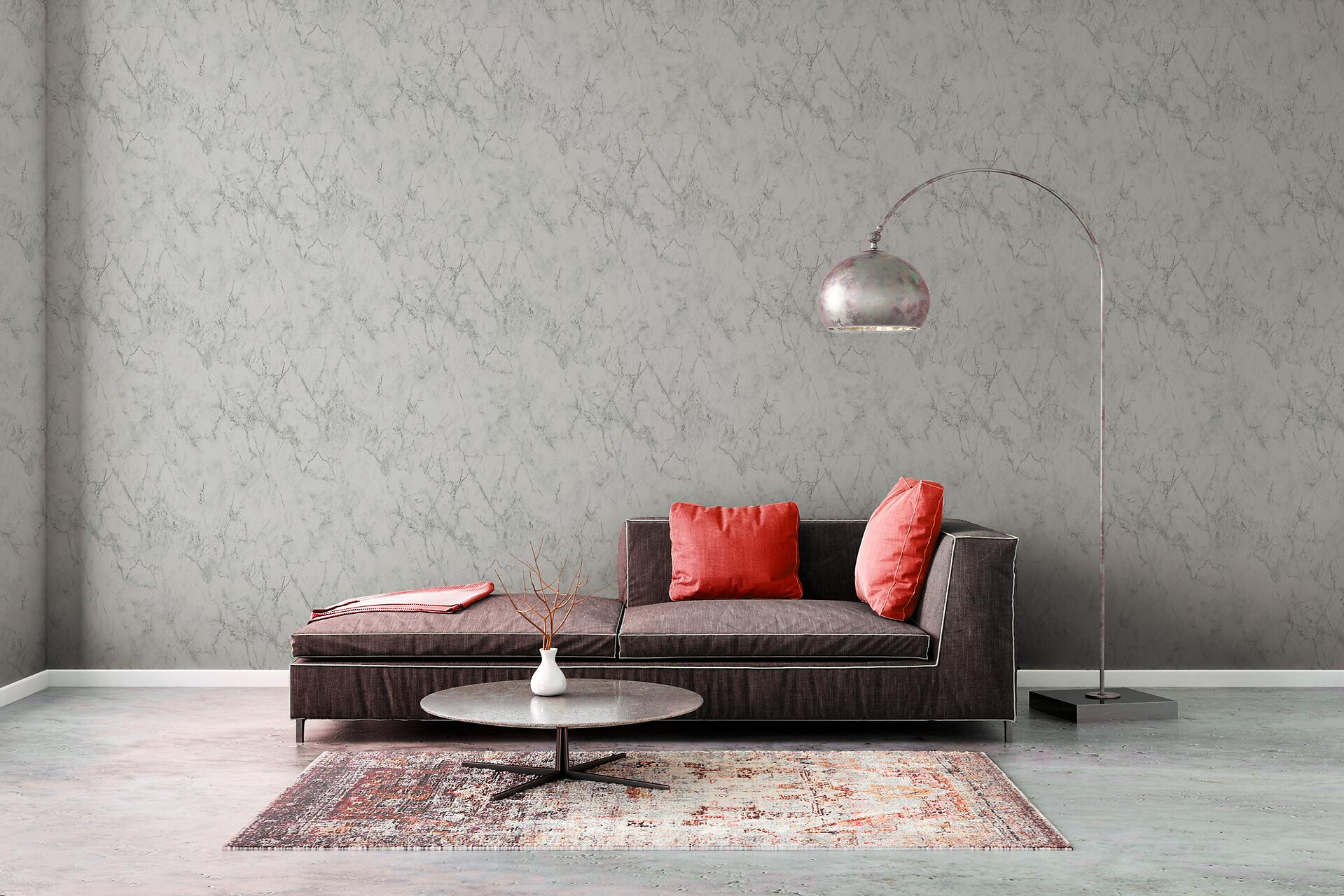 Vliestapete Marmoroptik weiß grau B/L: ca. 53x1005 cm