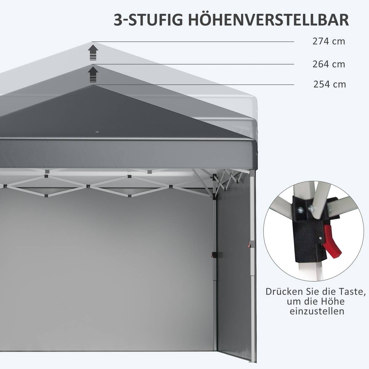 Outsunny Pavillon dunkelgrau Polypropylen B/H/L: ca. 297x297x274 cm