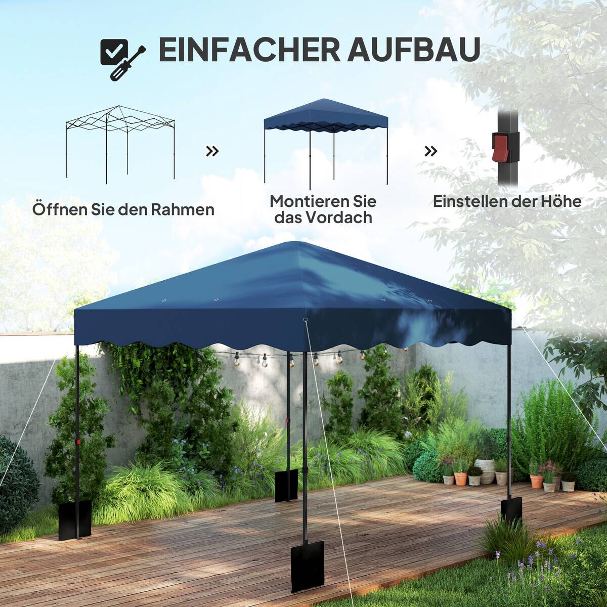 Outsunny Pavillon blau Metall B/H/L: ca. 297x287x297 cm