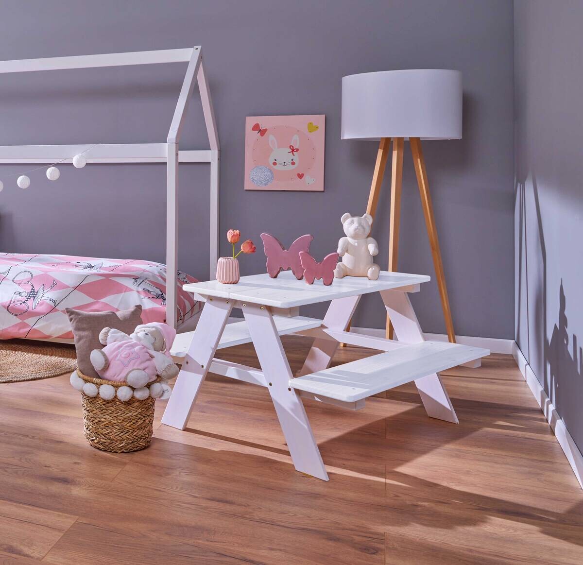 Kinder-Bank HENNING Weiß weiß lackiert B/H/L: ca. 82x50x90 cm