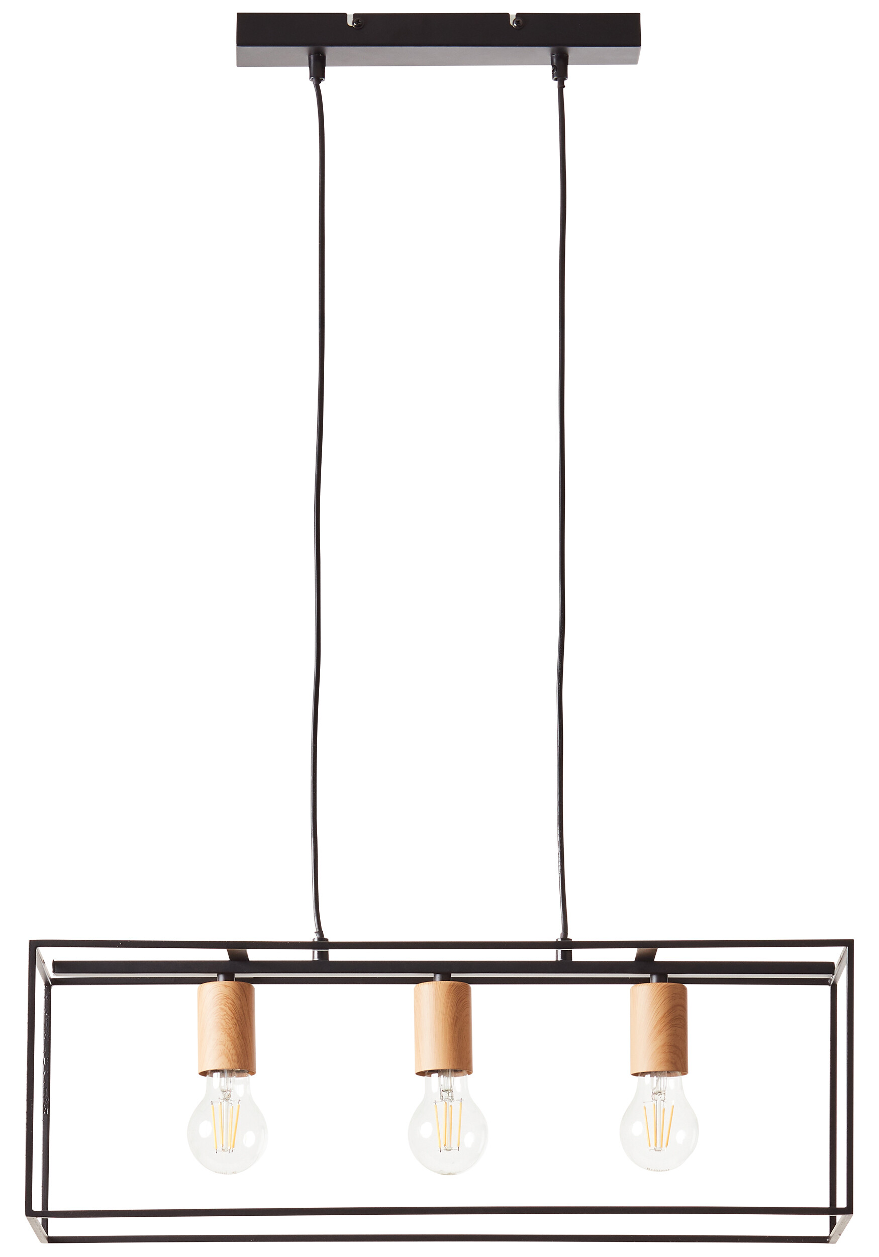 Brilliant Pendelleuchte 92747/76 schwarz Metall B/H/T: ca. 60x110x20 cm E27 3 Brennstellen